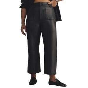 Maeve Colette Wide-Leg Vegan Navy Leather Pants Size 16W New with Tag MSRP $148